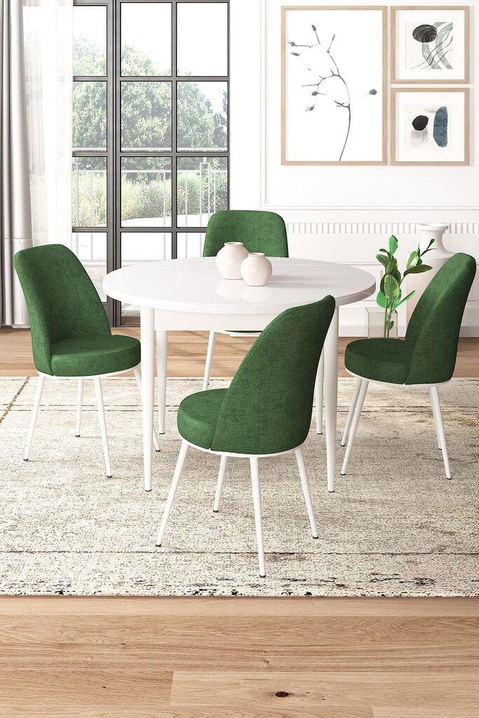 Hanah Home Set Трпезариска маса и 4 столчиња, зелена и бела