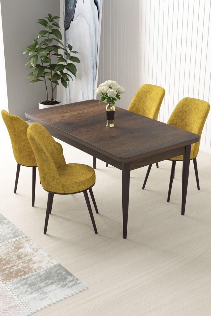 Hanah Home Set Трпезариска маса и 4 столчиња Nile, жолто-кафеава