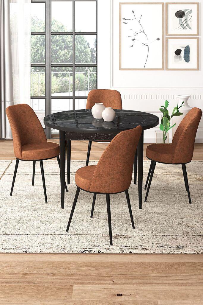 Hanah Home Set Трпезариска маса и 4 столчиња, Теракота