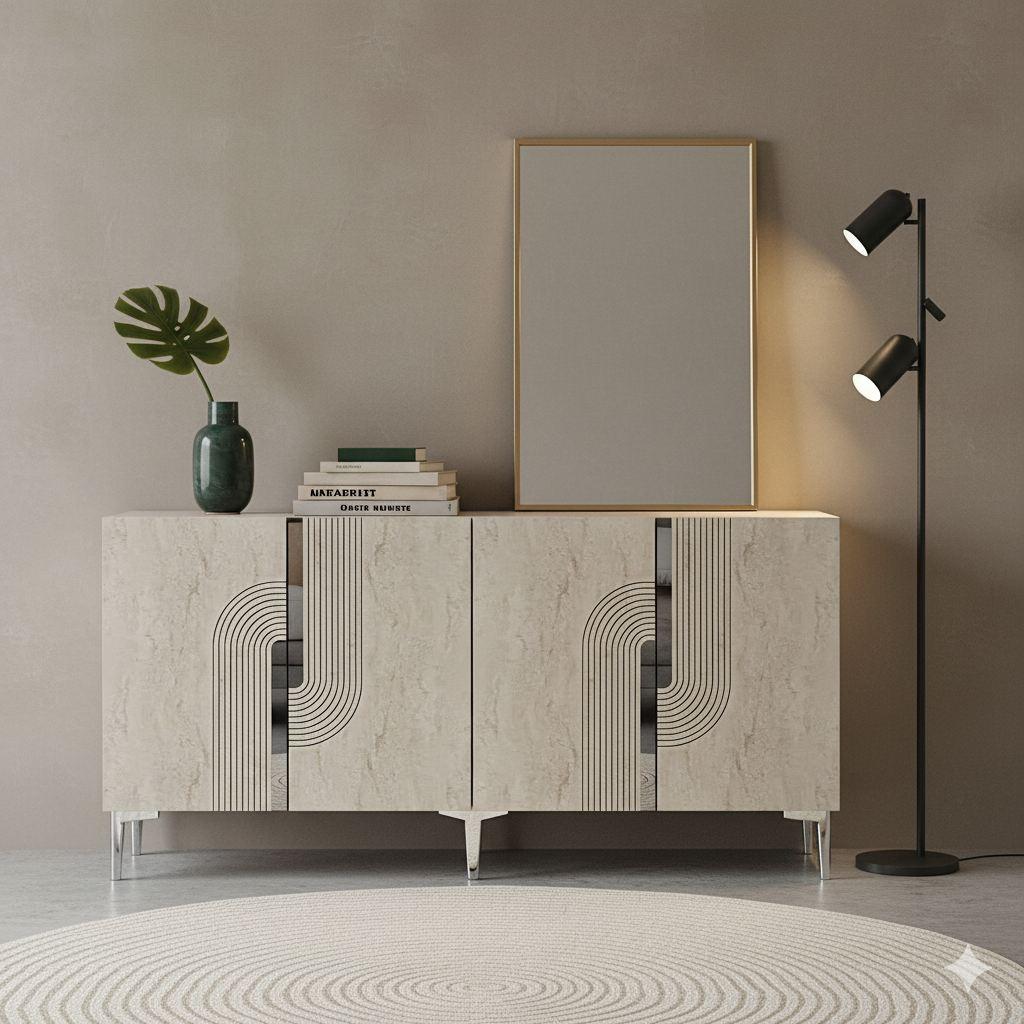 Комода Hanah Home Meyra 150, беж-сива