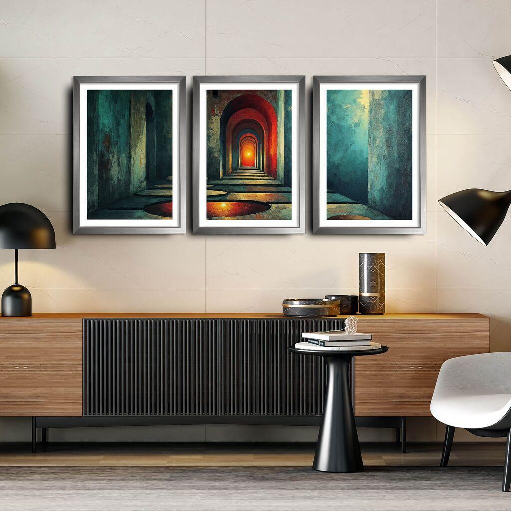 Wallity Декоративни слики во рамка, 38x53 см, 3 парчиња, шарени