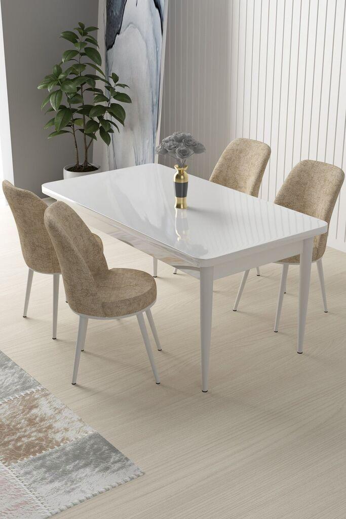 Hanah Home Set Трпезариска маса и 4 столчиња Nile, крем-бела