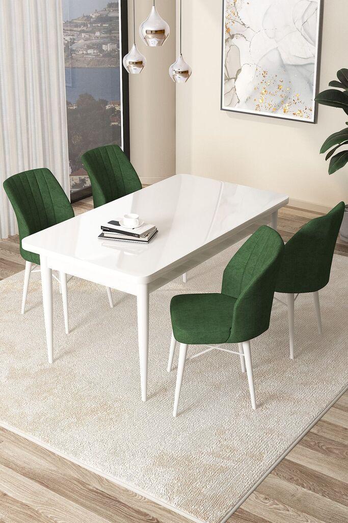 Hanah Home Set Трпезариска маса и 4 столчиња Arp, зелена и бела