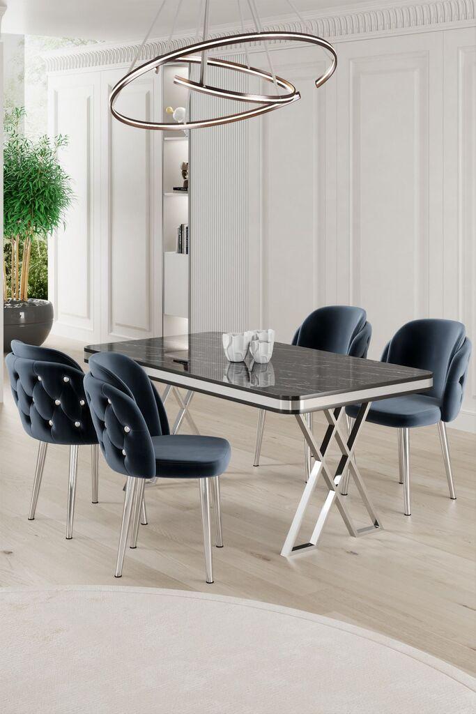 Hanah Home Set Трпезариска маса и 4 столчиња Ригел, сина и бела