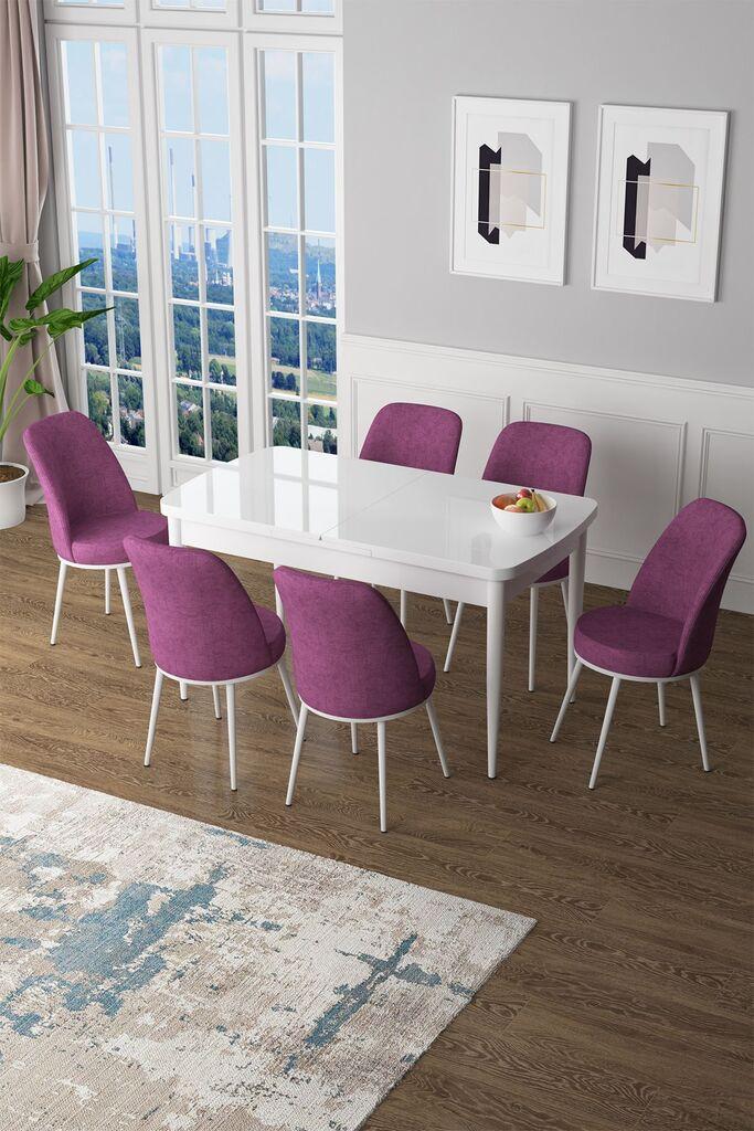 Hanah Home Set Трпезариска маса и 6 столчиња Zen, виолетова и бела