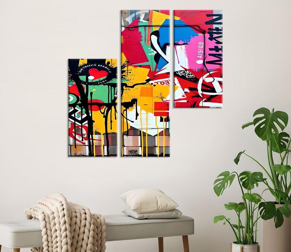 Wallity Декоративни слики на платно, 20x40 см, 3 парчиња, шарени