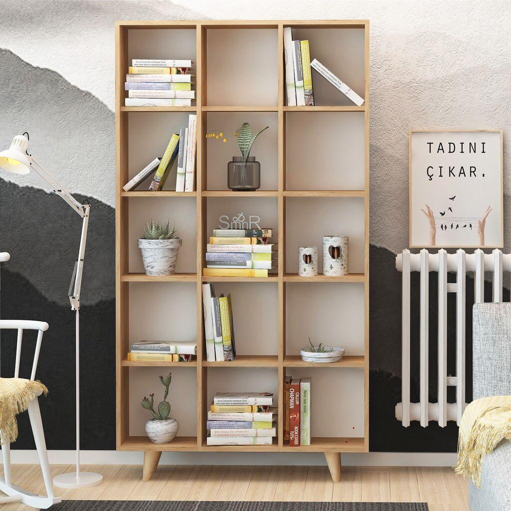 Полица за книги Hanah Home со патент, светло кафеава