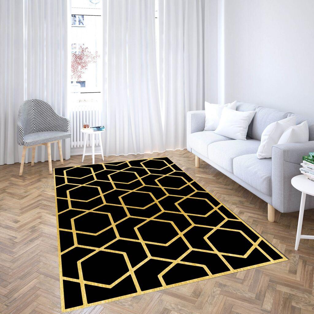 Тепих Conceptum Hypnose CG_66, правоаголен, 100x180 см, црна и златна боја