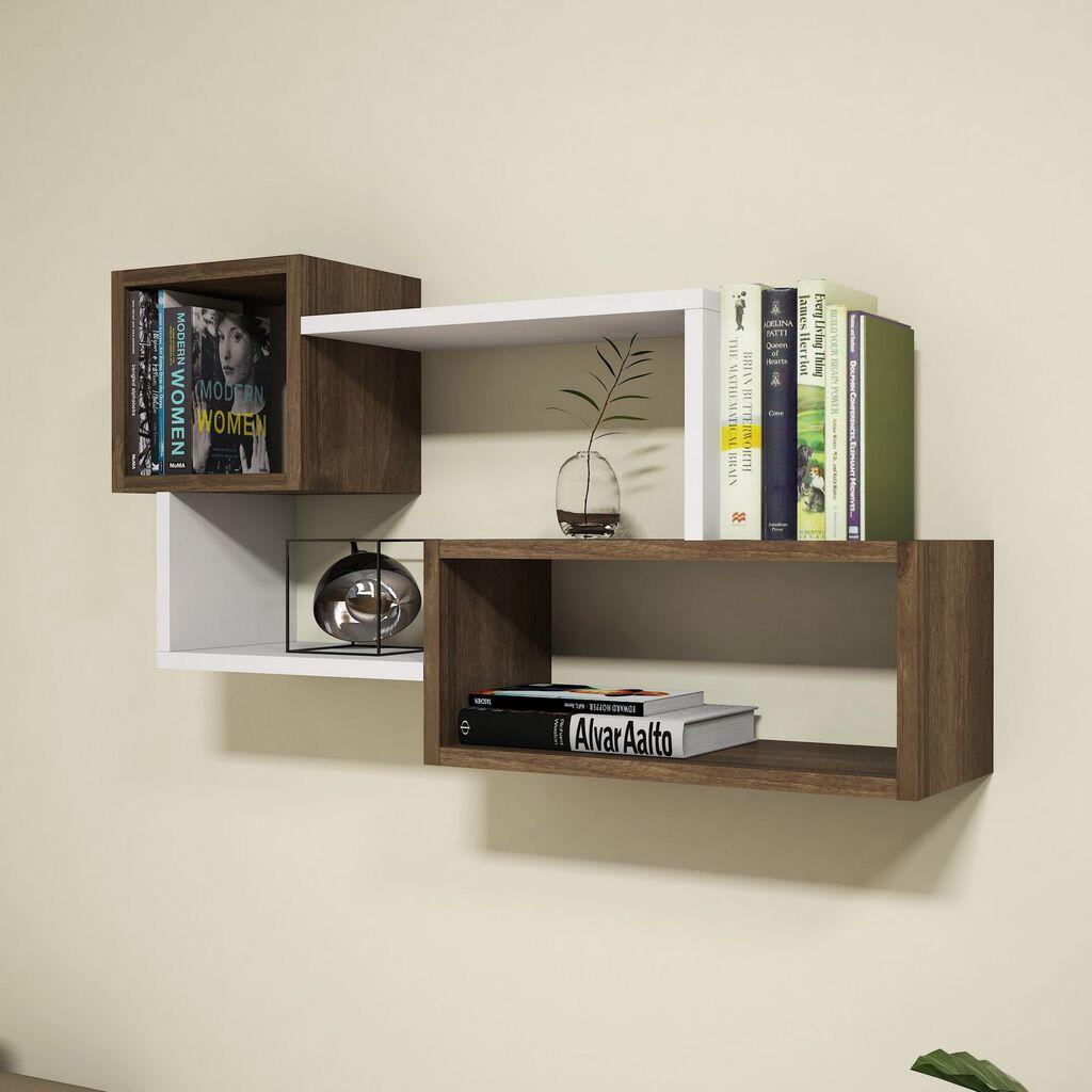 Hanah Home dzидна полица со афро боја, 90,6x51x20 см, кафеаво-бела