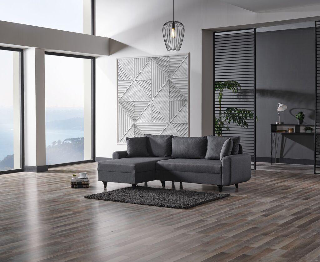 Аголна тросед на расклопување Atelier del Sofa Flavia, 230x72x125 см, темно сива