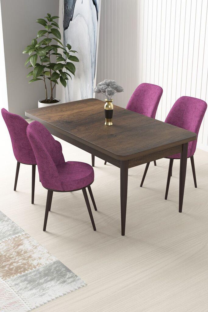 Hanah Home Set Трпезариска маса и 4 столчиња Nile, виолетово-кафеава