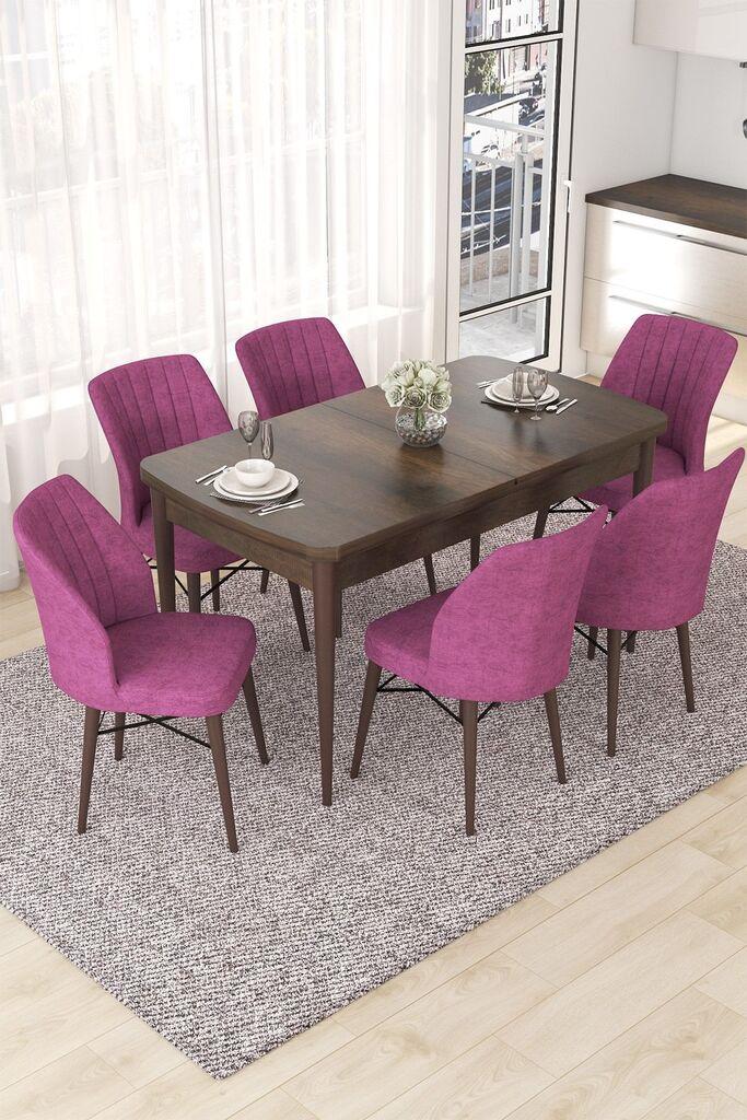 Hanah Home Set Трпезариска маса и 6 столчиња Nef, виолетово-кафеава