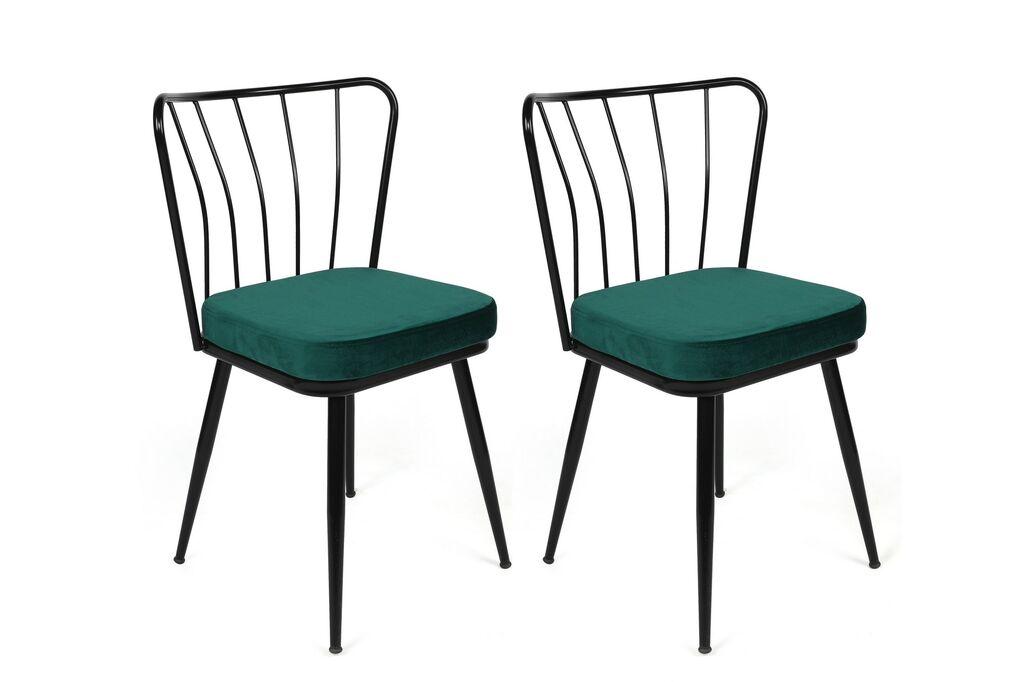 Комплет столчиња Hanah Home Yildiz-951 V2, 52x59x50.5 см, 2 парчиња, зелена