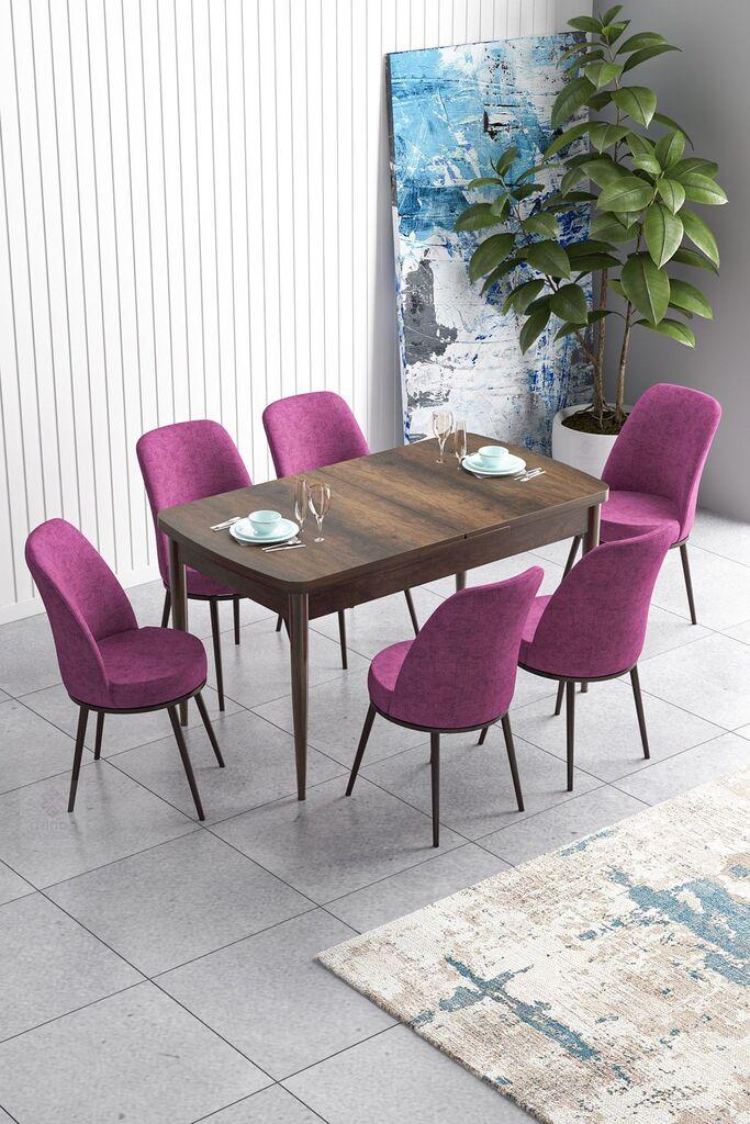 Hanah Home Set Трпезариска маса и 6 столчиња Han, виолетово-кафеава