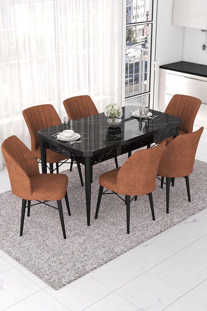 Hanah Home Set Трпезариска маса и 6 столчиња Неф, Теракота