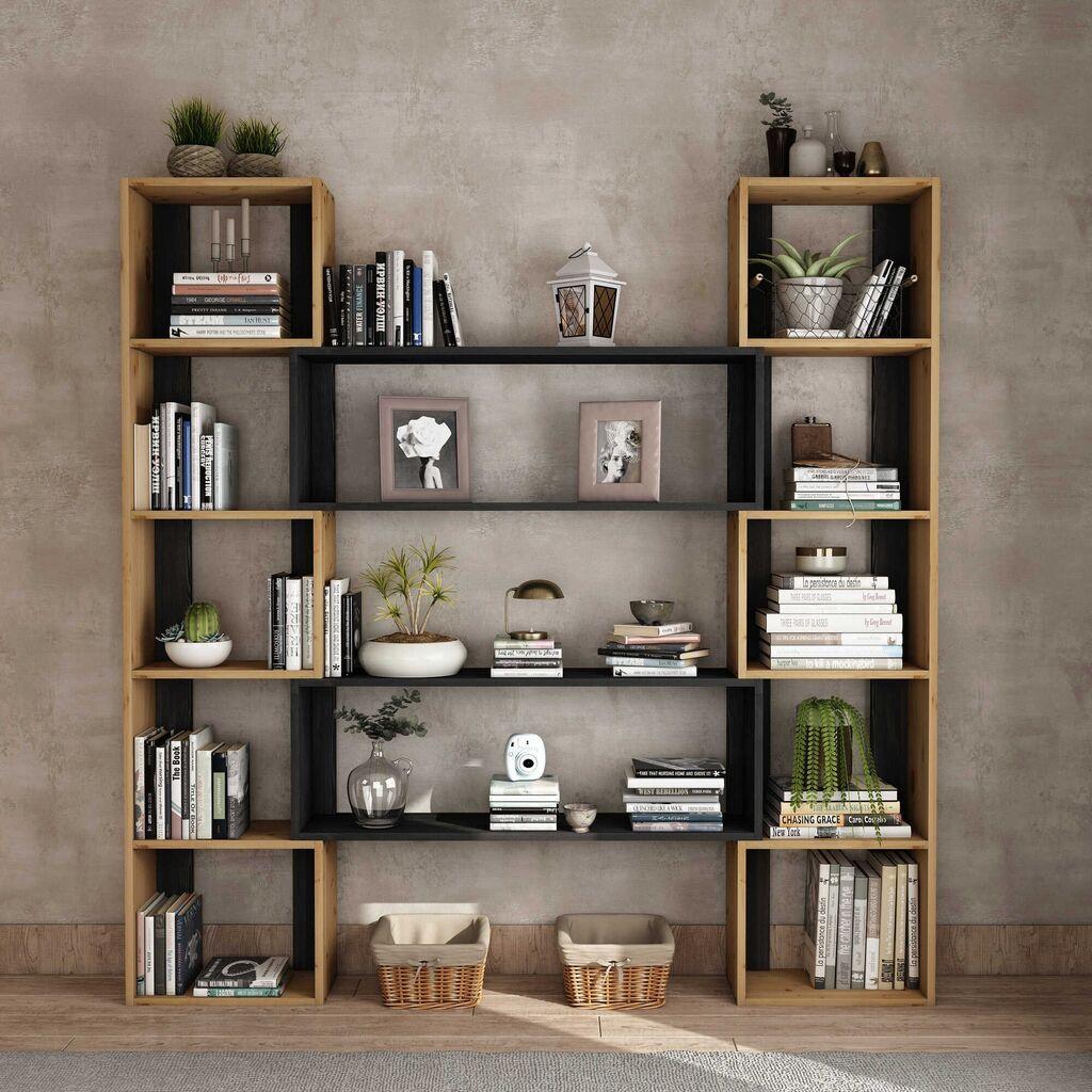 Полица за книги Hanah Home CPT6011-200114-190x200x25 см, кафеава