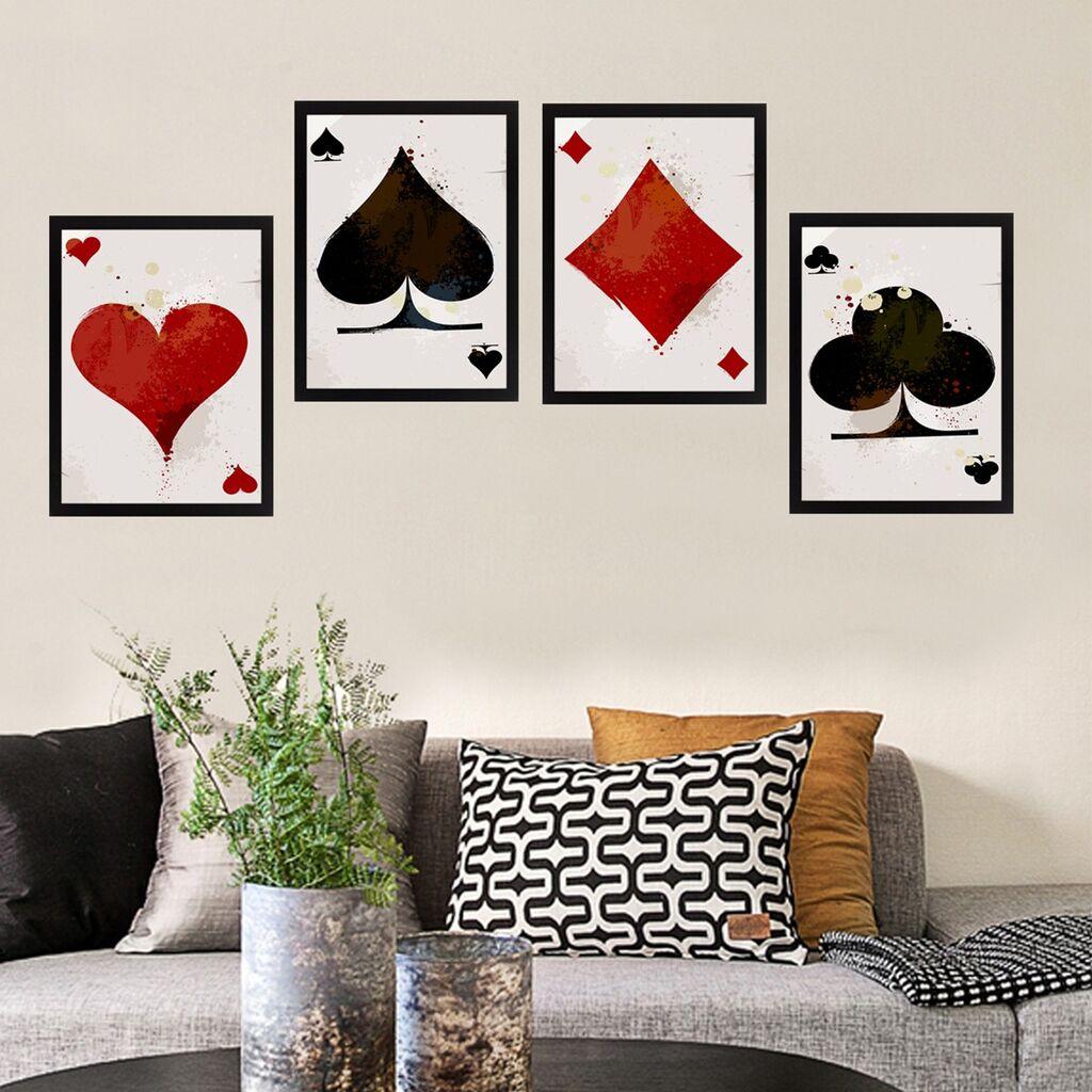 Wallity Декоративни слики во рамка, 24x29 см, 4 парчиња, бели