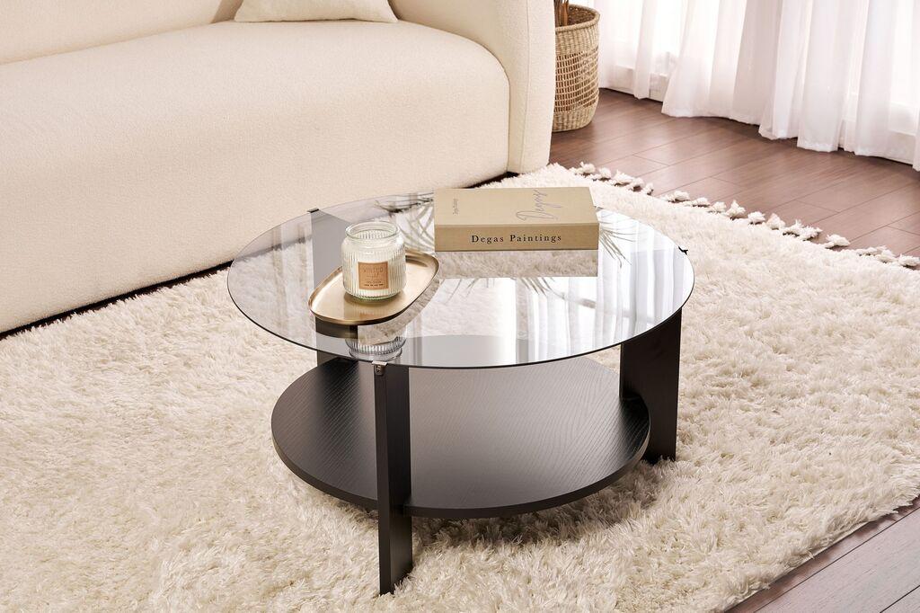 Hanah Home Клуб Маса 75X40X75 Cm Црно-Темно Сиво