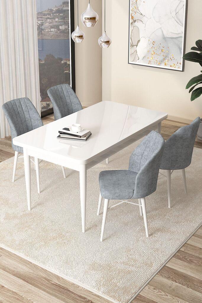 Hanah Home Set Трпезариска маса и 4 столчиња Arp, сиво-бела