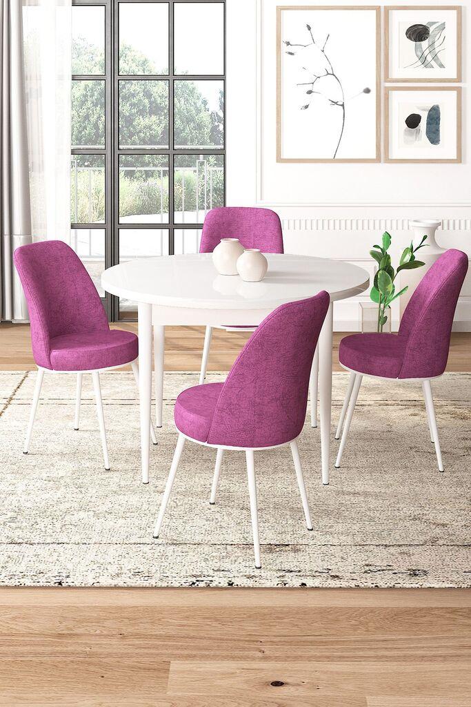 Hanah Home Set Трпезариска маса и 4 столчиња, виолетова и бела