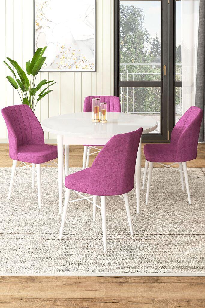 Hanah Home Set Трпезариска маса и 4 столчиња, виолетова и бела