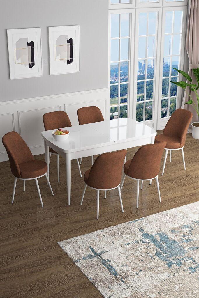 Hanah Home Set Трпезариска маса и 6 столчиња Хан, Теракота