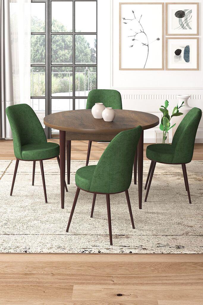 Hanah Home Set Трпезариска маса и 4 столчиња, зелено-кафеава