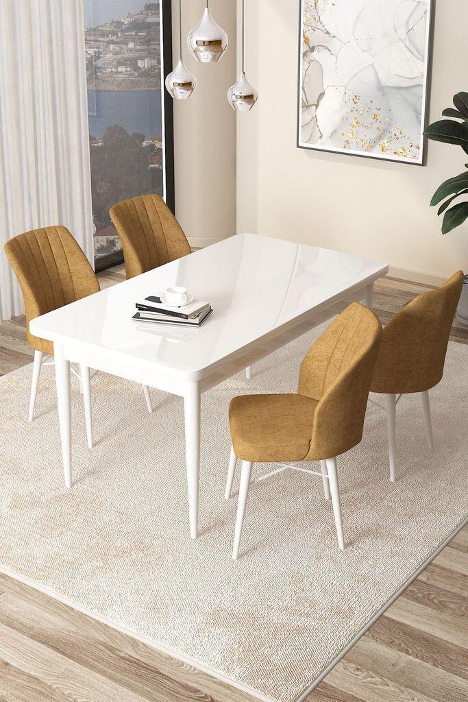 Hanah Home Set Трпезариска маса и 4 столчиња Arp, окер-бела