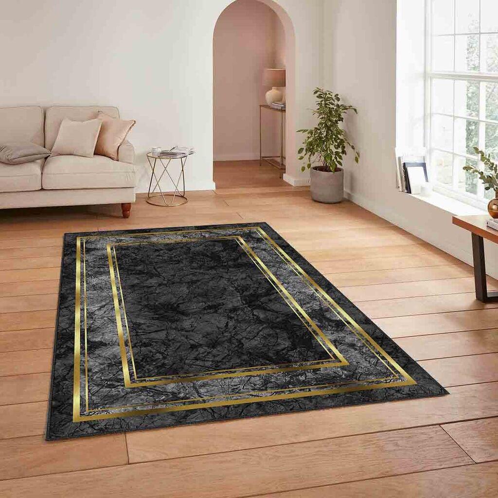 Концепт хипнозен тепих HM-CRP25-38, правоаголен, 180x280 cm, црно-златна боја