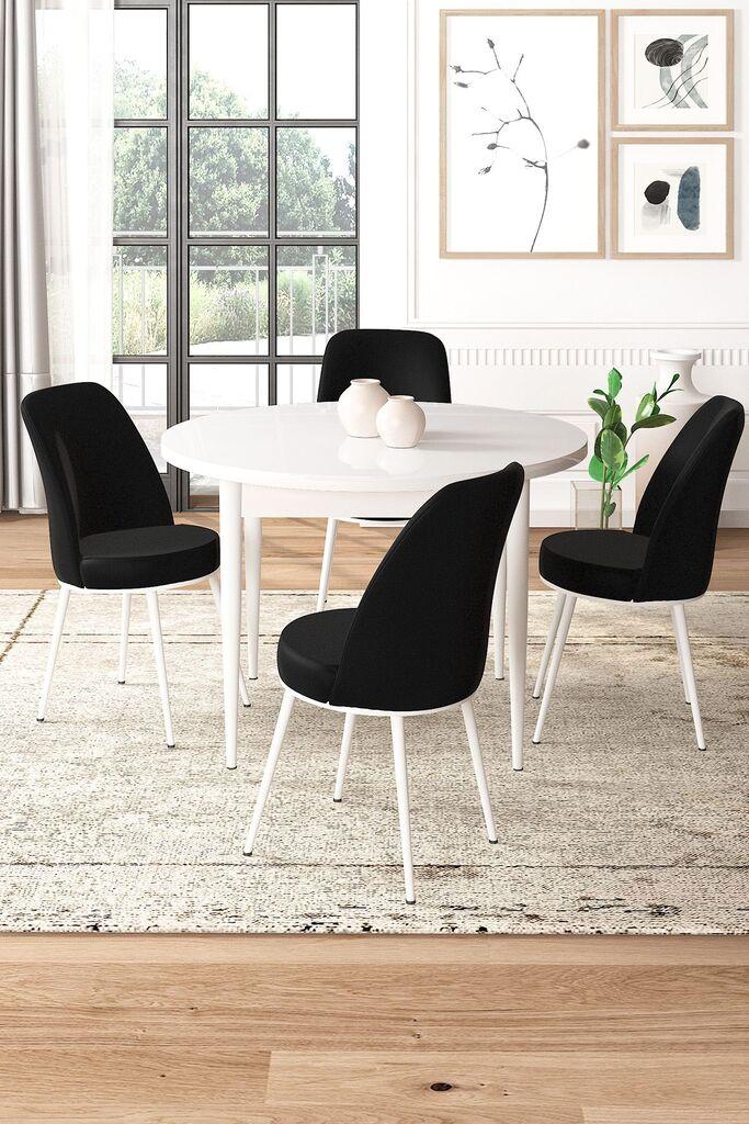 Hanah Home Set Трпезариска маса и 4 столчиња, црно-бела