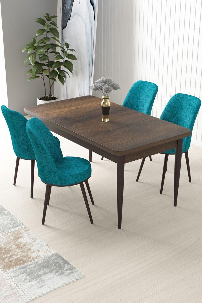 Hanah Home Set Трпезариска маса и 4 столчиња Nile, тиркизно-кафеава