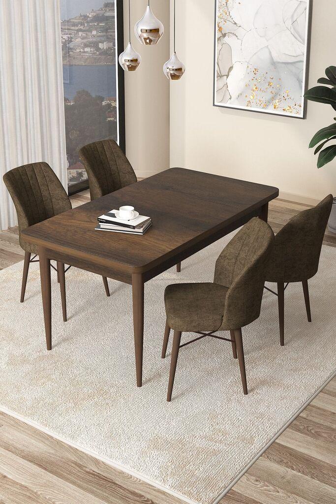 Hanah Home Set Трпезариска маса и 4 столчиња Arp, кафеава