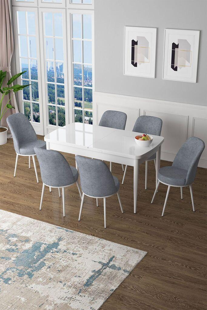 Hanah Home Комплет трпезариска маса и 6 столчиња Zen, сиво-бела