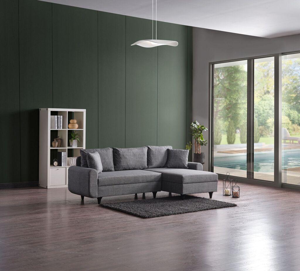 Аголна тросед на расклопување Atelier del Sofa Flavia, 230x72x125 см, сива