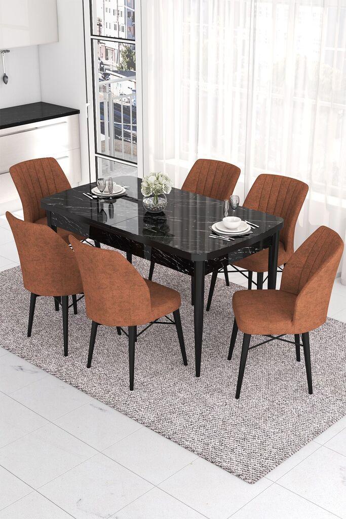 Комплет трпезариска маса Hanah Home и 6 столчиња Eva, теракота