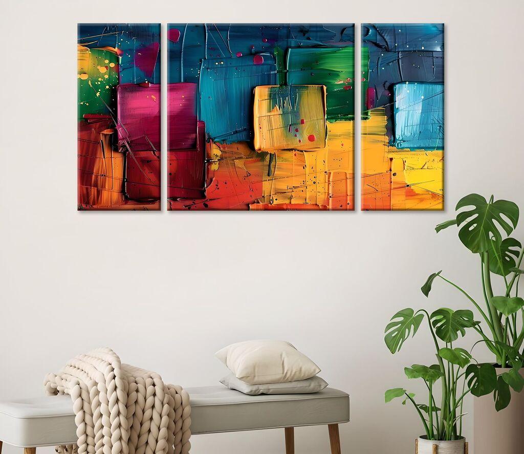 Wallity Декоративни слики на платно, 20x45 см, 3 парчиња, шарени