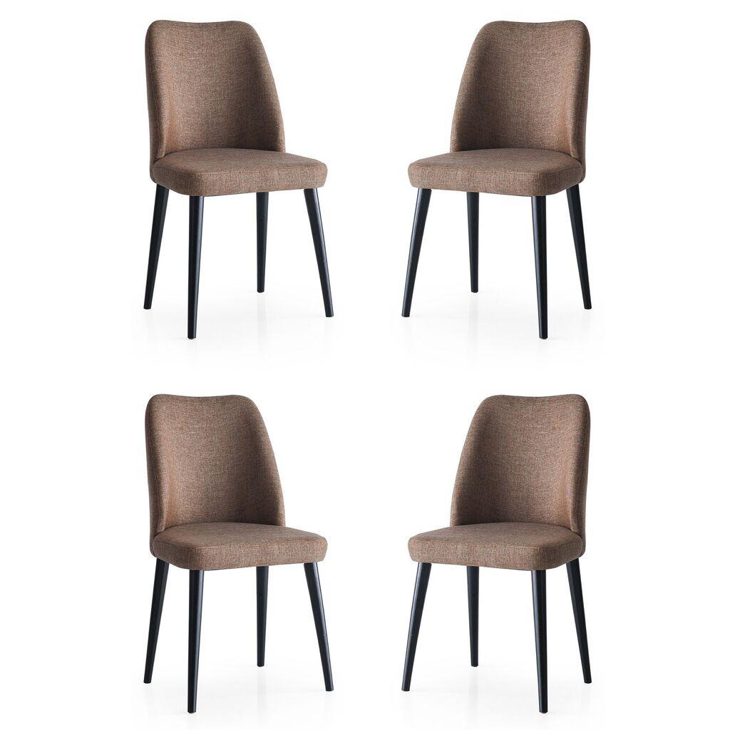 Комплет столчиња Hanah Home Luna-673, 75x62x102 см, 4 парчиња, кафеава