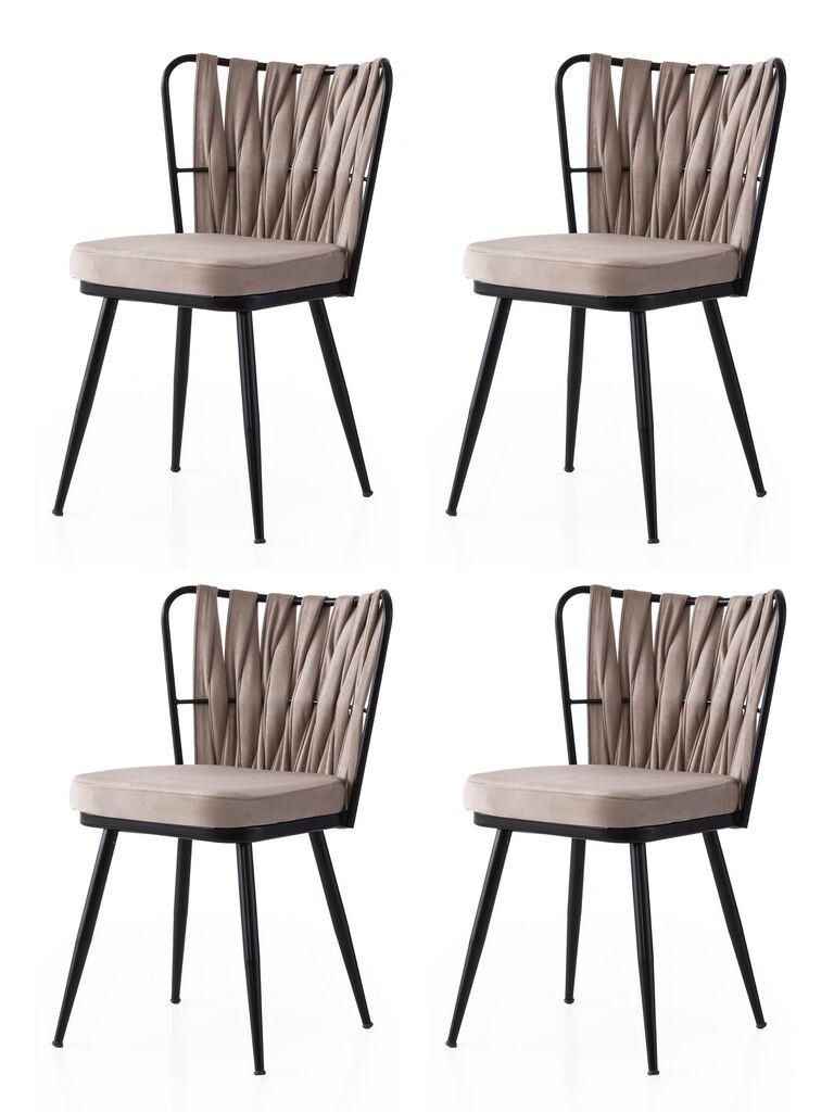 Комплет столчиња Hanah Home Kusakli-222 V4, 67,5x63x103,5 см, 4 парчиња, кафеава