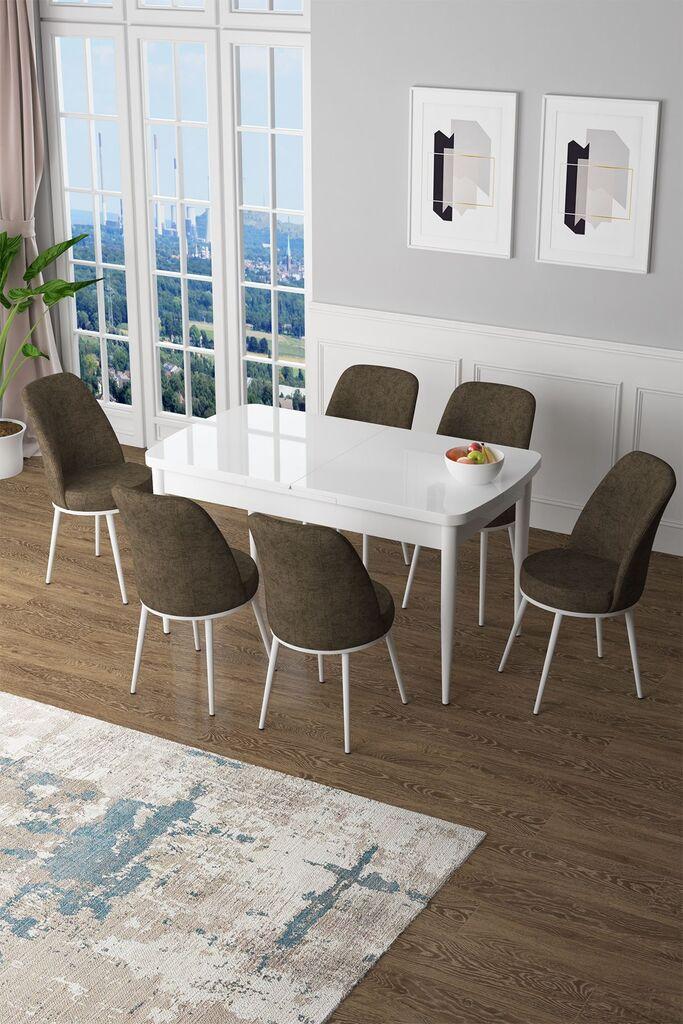 Hanah Home Комплет трпезариска маса и 6 столчиња Zen, кафеаво-бела