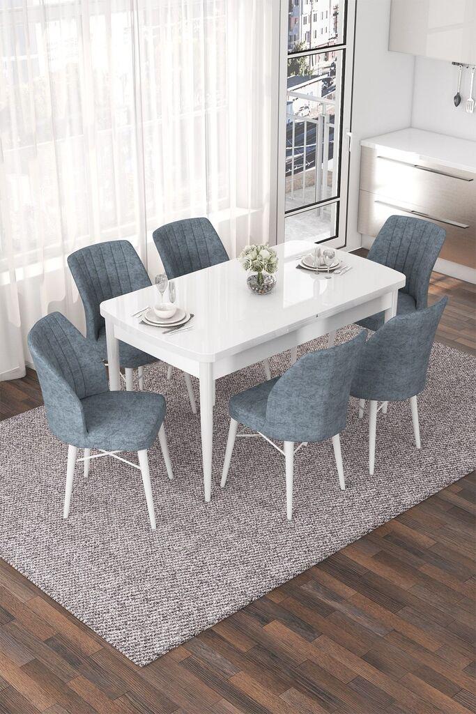Hanah Home Set Трпезариска маса и 6 столчиња Nef, сиво-бела