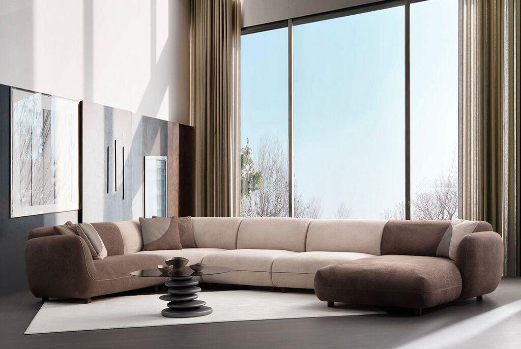 Аголна гарнитура софа Atelier del Pavia, 240x430x90 см, кремасто-кафеава