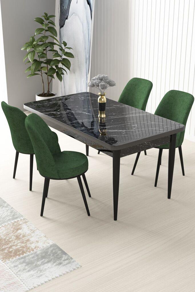 Hanah Home Set Трпезариска маса и 4 столчиња Nile, зелена и црна