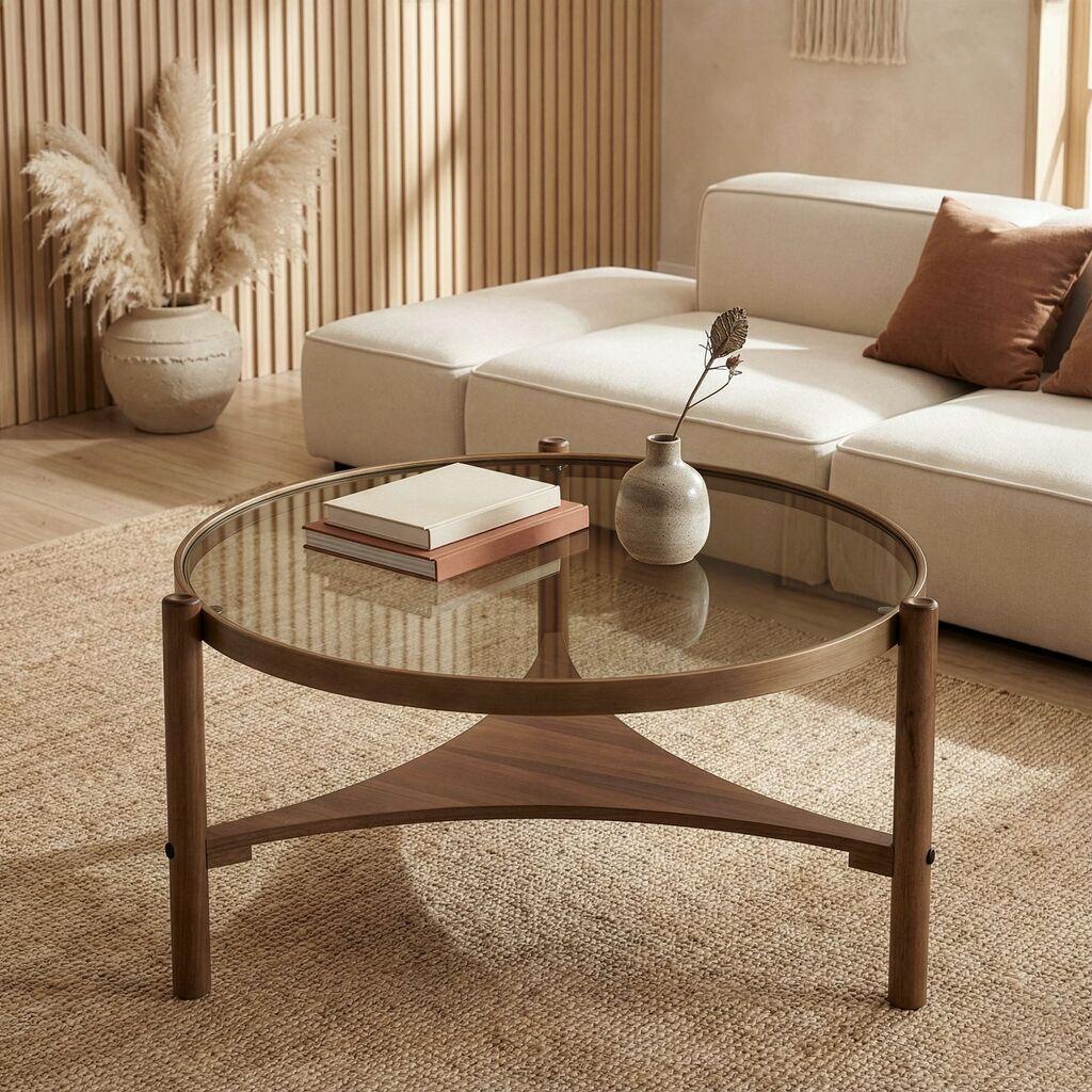 Маса за дневна соба Hanah Home Clover, 100x46 см, кафеава