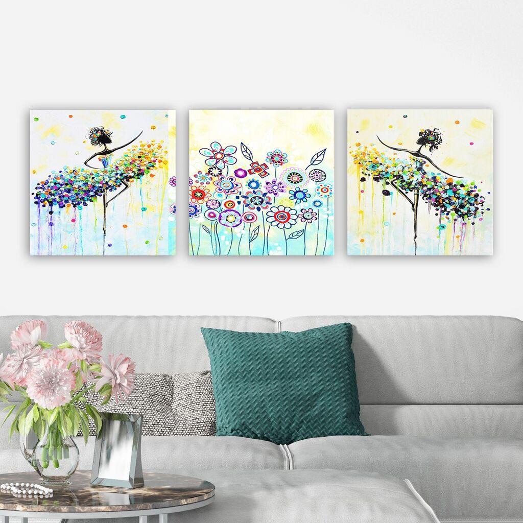 Wallity Декоративни слики на платно, 30x30 см, 3 парчиња, шарени