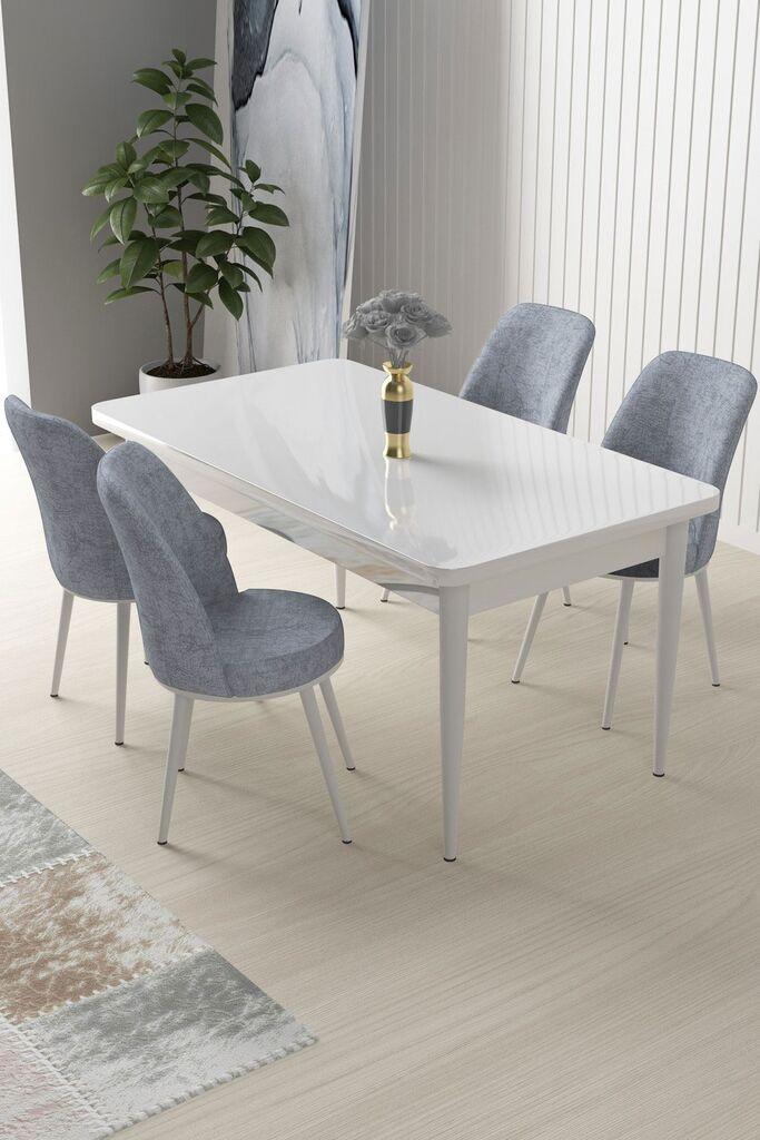 Hanah Home Set Трпезариска маса и 4 столчиња Nile, сиво-бела