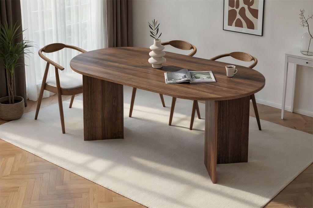 Трпезариска маса Nordure Sablin, 180 x 90 x 75 см, боја на орев