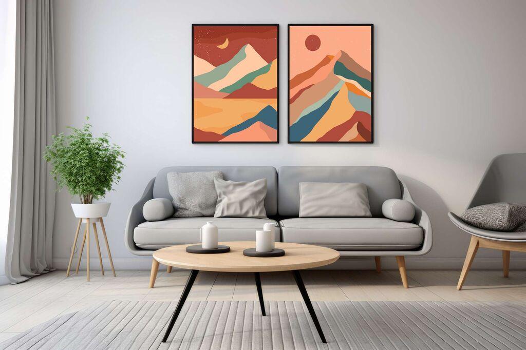 Wallity Декоративни слики во рамка, 50x70 см, 2 парчиња, шарени