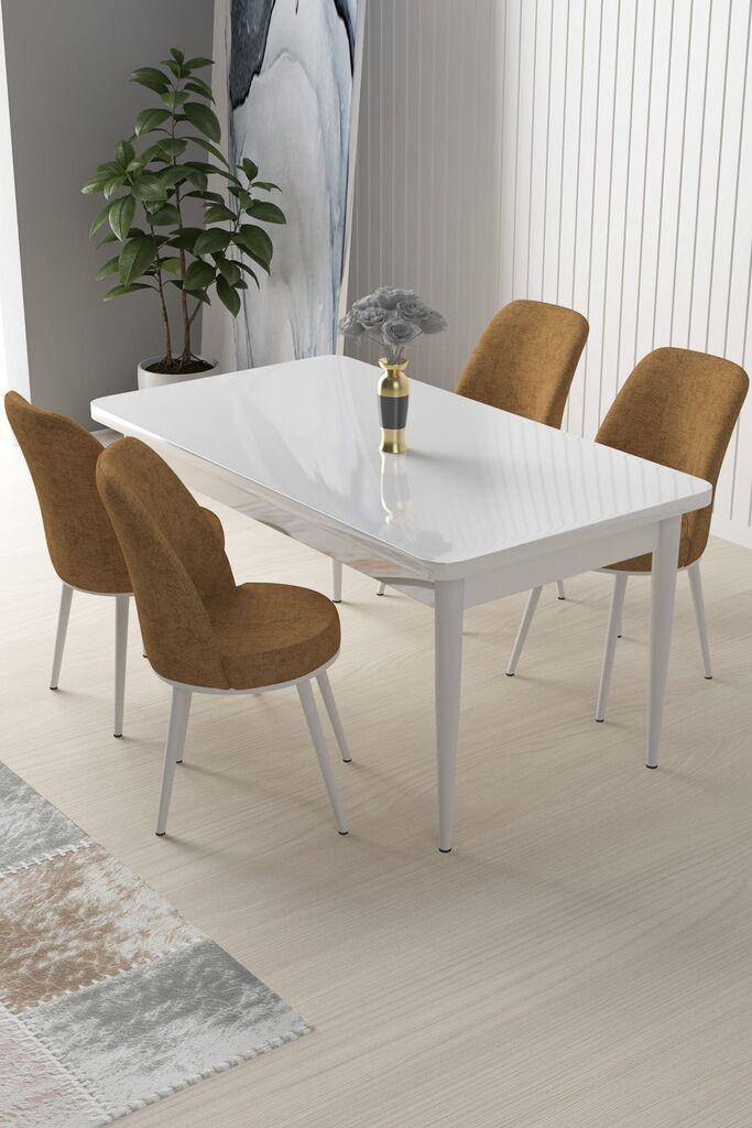 Hanah Home Set Трпезариска маса и 4 столчиња Нил, окер-бела