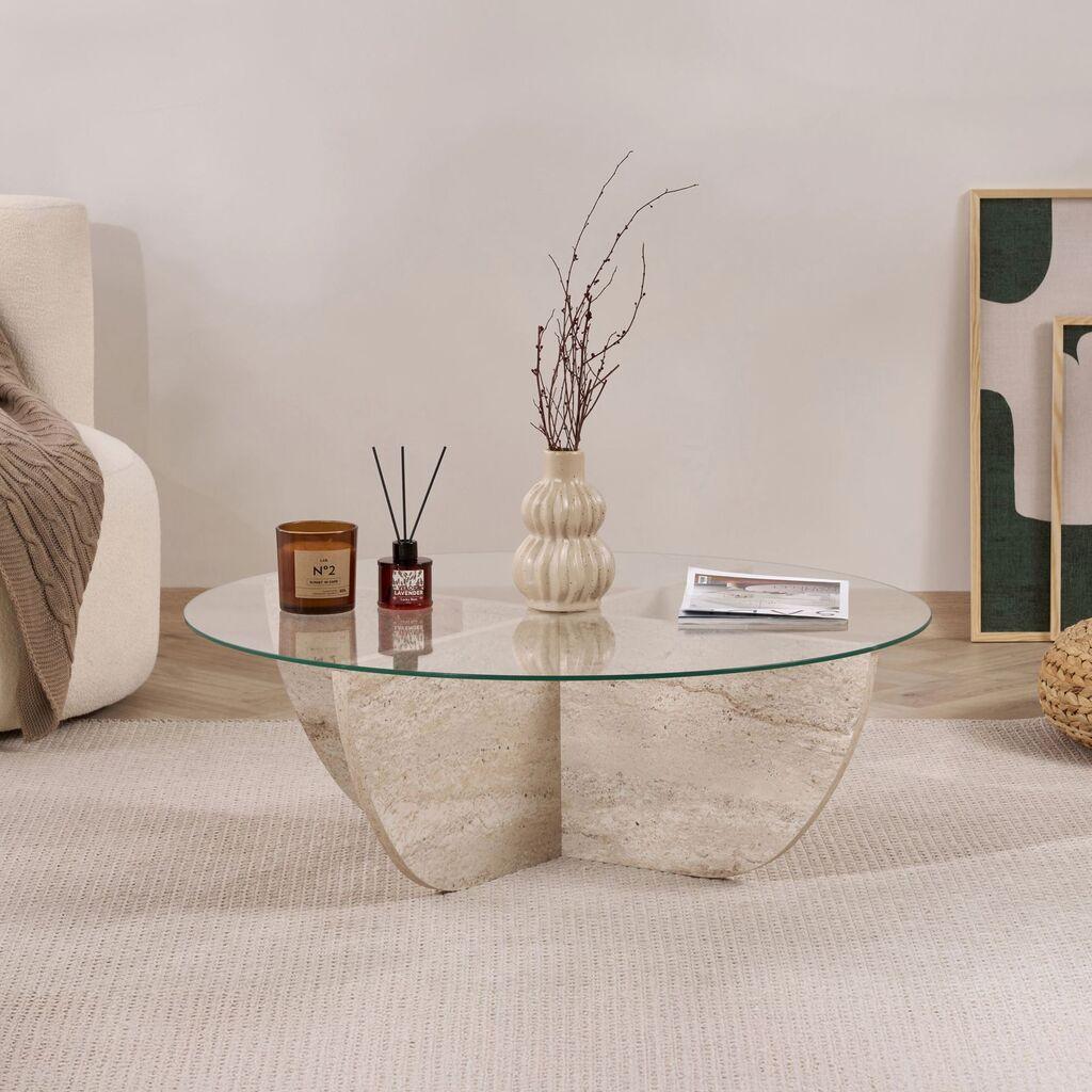 Маса за дневна соба Hanah Home Liya, 90x30x90 см, беж