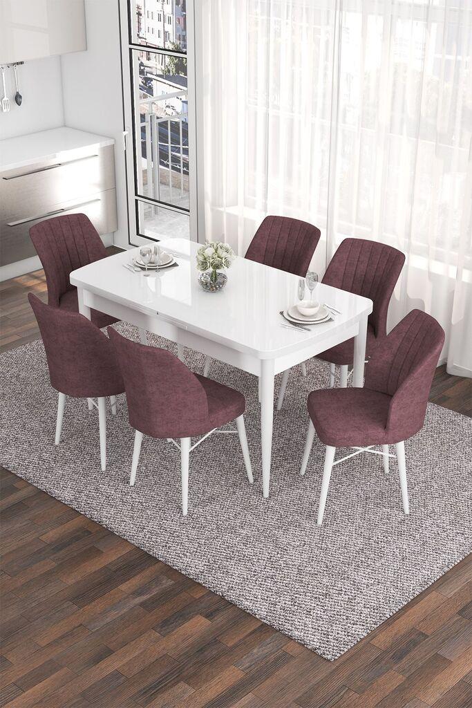 Hanah Home Set Трпезариска маса и 6 столчиња Eva, валкано розова